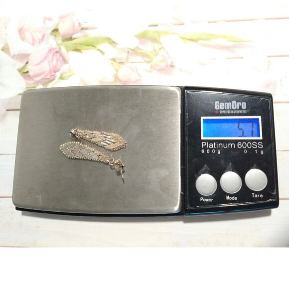 14k yellow gold vermeil Sterling Silver 925 Dangle Drop Earrings Posts Italy - Picture 8 of 8